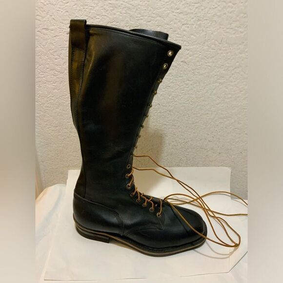 Vintage Unbranded Highliner Lineman Logger Tall Boots Steel Toe Mens Size 8 E - Picture 1 of 16